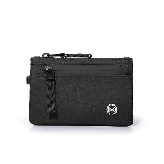 RFID Blocking Travel Wallet & Card Holder – Compact Zippered Pouch for Coins, Cash, and Credit Cards – Anti-Theft Organizer for Men Women, Ideal for Everyday Use & Travel